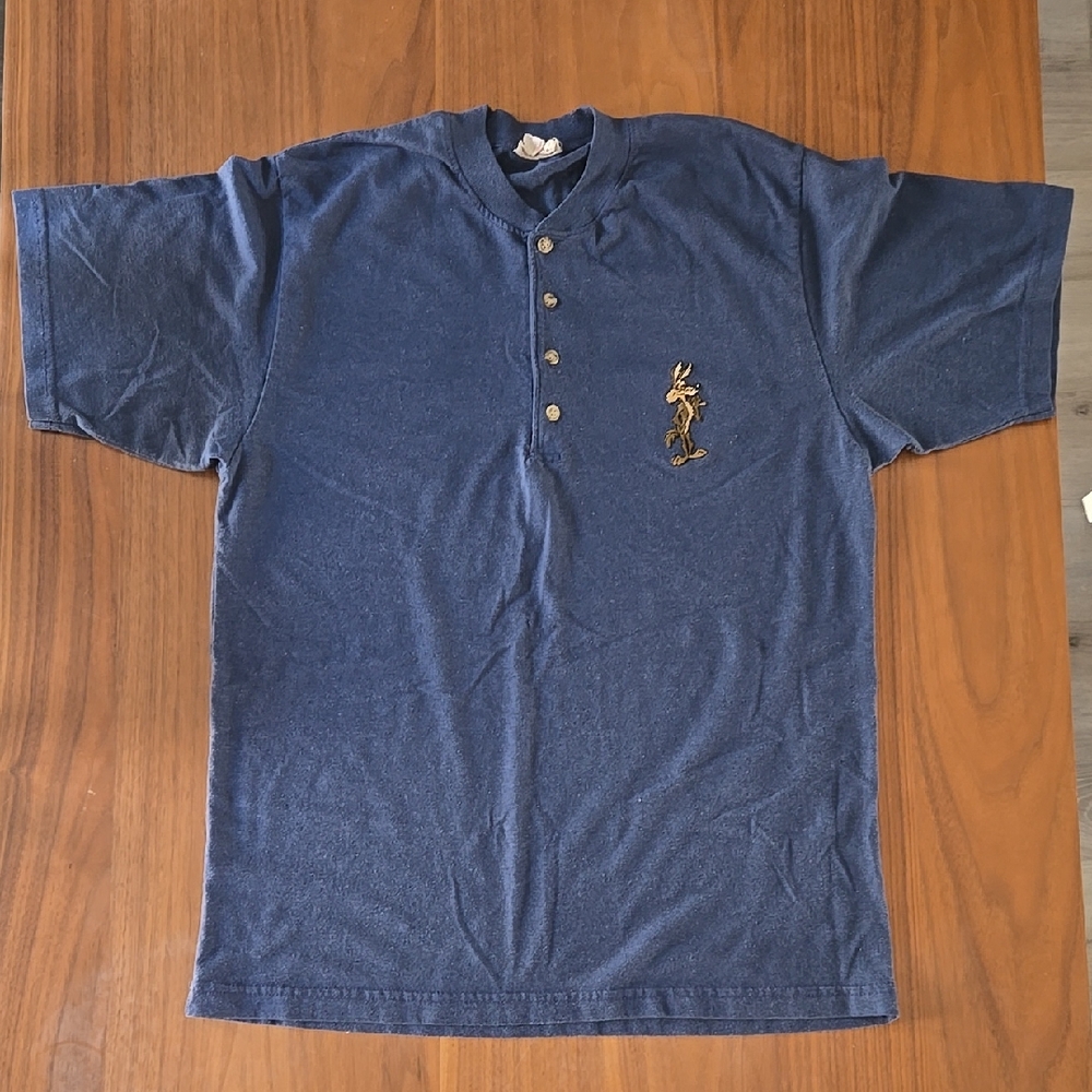 Mens Blue Casual Button Down Shirt with  Embroidered Design